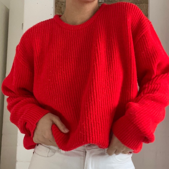 Vintage Bright Red Jumper - Picture 3 of 6